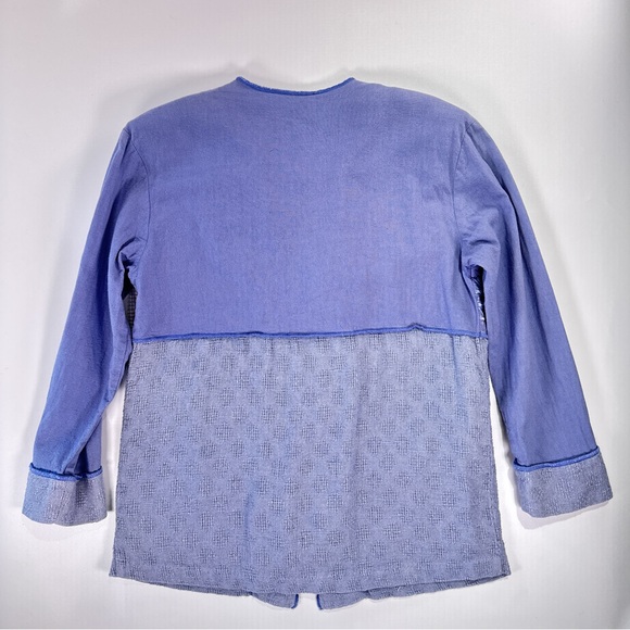 Nancy Bolen Women’s Boho Linen Blend Jacket Blue Small Lagenlook - Picture 7 of 10
